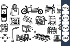 Sustainable Urban Eco Lifestyle Icon Vector Set Product Image 1