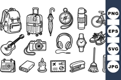 Line Art Travel Accessories Clipart Bundle for Projects Product Image 1
