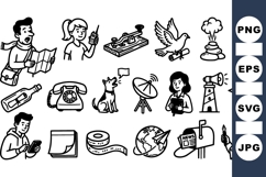 Vintage Communication Icons Bundle for Designers Product Image 1