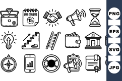 Business Outline Icon Set for Marketing and Finance Product Image 1