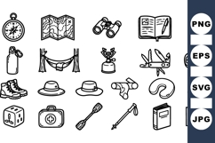 Hand Drawn Outdoor Adventure Gear Icon Set Product Image 1