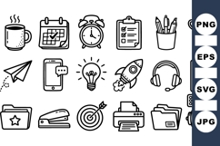 Hand Drawn Office Work Icon Clipart Bundle Product Image 1