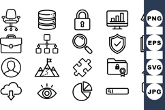 Business Office Line Icon Set For Presentations Product Image 1