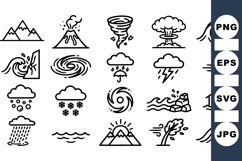 Natural Disaster Icon Pack For Weather Alerts And Education Product Image 1
