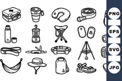 Hand Drawn Camping Gear Clipart Bundle for Outdoor Product Image 1