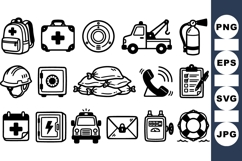 Emergency Safety Icon Collection for Rescue Designs Product Image 1