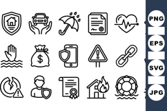 Insurance Protection Icons Bundle for Finance and Safety Product Image 1