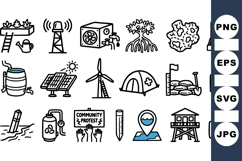 Hand Drawn Eco Living Icon Set for Sustainable Projects Product Image 1