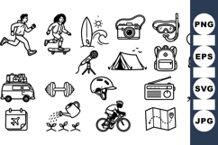 Hand Drawn Outdoor Activity Icon Bundle Set Product Image 1