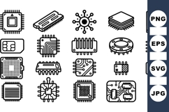Electronic Microchip and Circuit Icon Clipart Bundle Product Image 1