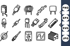 Hand Drawn Electronics Components Clipart Bundle Product Image 1