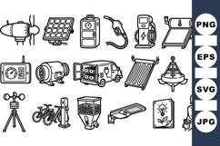 Hand Drawn Energy Technology Icons Bundle for Eco Projects Product Image 1