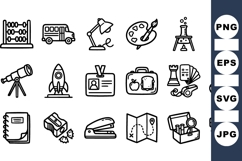 Hand Drawn School Supplies Icon Set For Education Projects Product Image 1