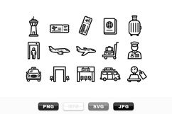 Airport Travel Icon Vector Set for Designers Product Image 1