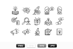 Line Art Idea Icons Set for Business and Research Product Image 1