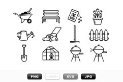 Minimal Garden Tools And Outdoor Icons SVG Set Product Image 1