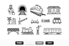 Black And White Train Station Clipart Bundle Product Image 1