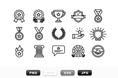 Outline Award Icons Vector Clipart Bundle for Achievements Product Image 1