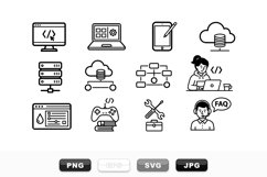 Minimal Line Tech Interface Icon Set Bundle Product Image 1