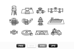 Industrial Water System Vector Icon Set For Engineering Product Image 1