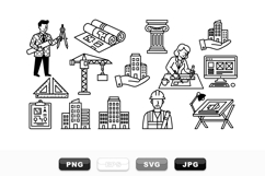 Architectural Blueprint Vector Svg Clipart Set For Designs Product Image 1