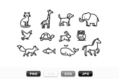 Cute Animal Outline SVG Clipart Set For Crafts Product Image 1
