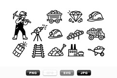 Mining Industry Equipment Icon Set for Industrial Use Product Image 1
