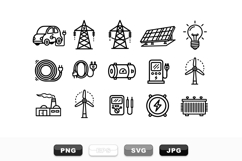 Line Style Renewable Energy Icons Set Bundle Product Image 1