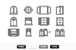 Minimal Line Art Window Icon Vector Set Product Image 1