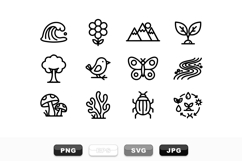 Minimal Line Nature Icon Set For Eco Designs Product Image 1