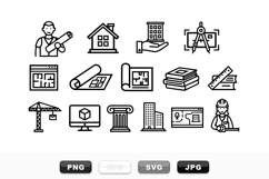 Architectural Blueprint Icon Set for Designers Product Image 1