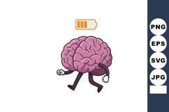 Brain character walking with low battery energy symbol vecto Product Image 1