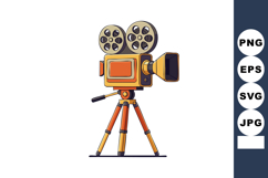 Vintage film camera on tripod vector illustration with orang Product Image 1