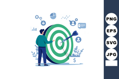 Businessman aiming at green target with dart and analytic ic Product Image 1