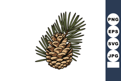 Pine cone with green pine needles vector illustration natura Product Image 1