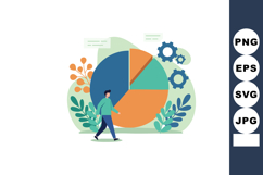 Business man walking near multicolor pie chart with gears an Product Image 1