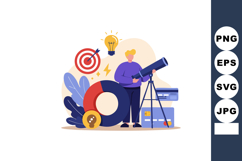 Man using telescope for business growth and target achieveme Product Image 1