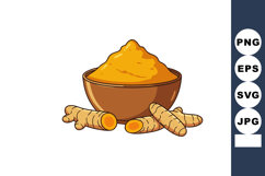 Turmeric powder and root spice bowl natural health ingredien Product Image 1