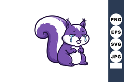 Purple cartoon squirrel crying with tears sadness emotion ve Product Image 1