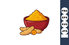 Turmeric root and powder in red bowl natural spice ingredien Product Image 1