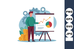Businessman presenting financial growth chart with coins and Product Image 1