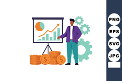 Businessman presenting financial growth chart with coins and Product Image 1