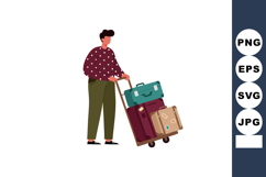 Person carrying multiple suitcases on trolley for travel and Product Image 1