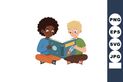 Two children reading space book together learning about plan Product Image 1