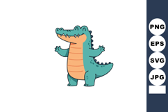 Cute cartoon crocodile character with teal skin and orange b Product Image 1