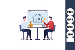 Real estate transaction with money bag and key in office mee Product Image 1