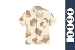 Casual short sleeve shirt with brown and beige camouflage pa Product Image 1