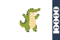 Cute green crocodile character cartoon vector illustration w Product Image 1
