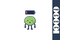 Brain with low battery icon representing mental fatigue and Product Image 1
