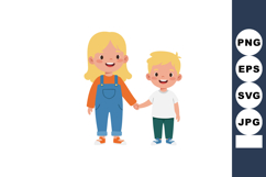 Happy smiling children holding hands brother and sister toge Product Image 1